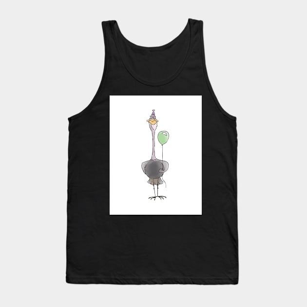 Ostrich with Balloon - Happy Birthday Tank Top by trippyart